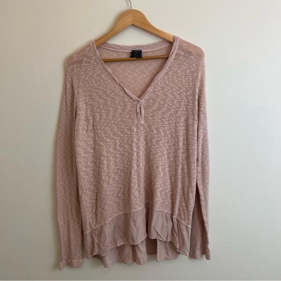 Anthropologie Left of Center Tunic Sweater Size Medium Textured Powder Pink - Picture 1 of 7